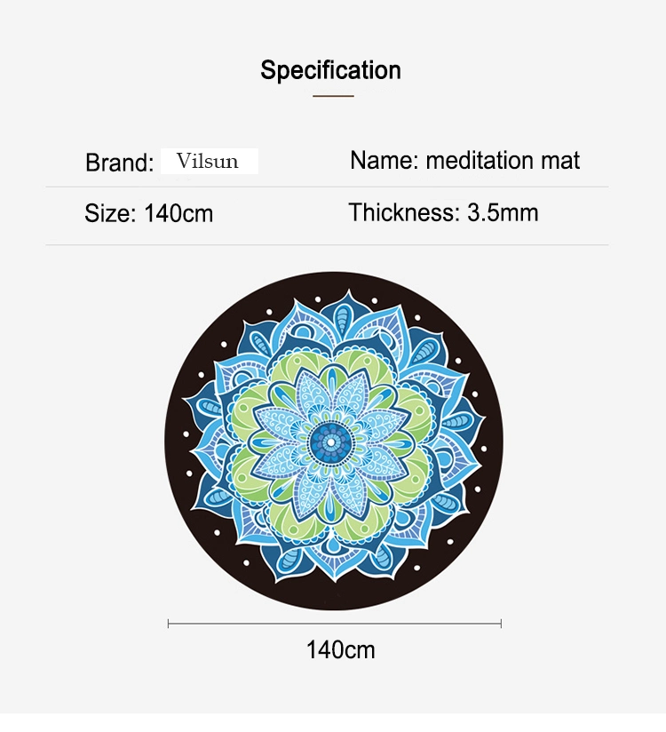 140cm Round Yoga Mat Pilates Gym Pad Mandala Meditation Circle Non Slip Cushion Floor Folded Mat